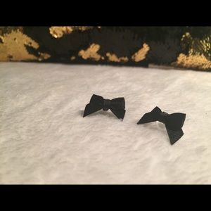 Black bow tie earring posts NEW